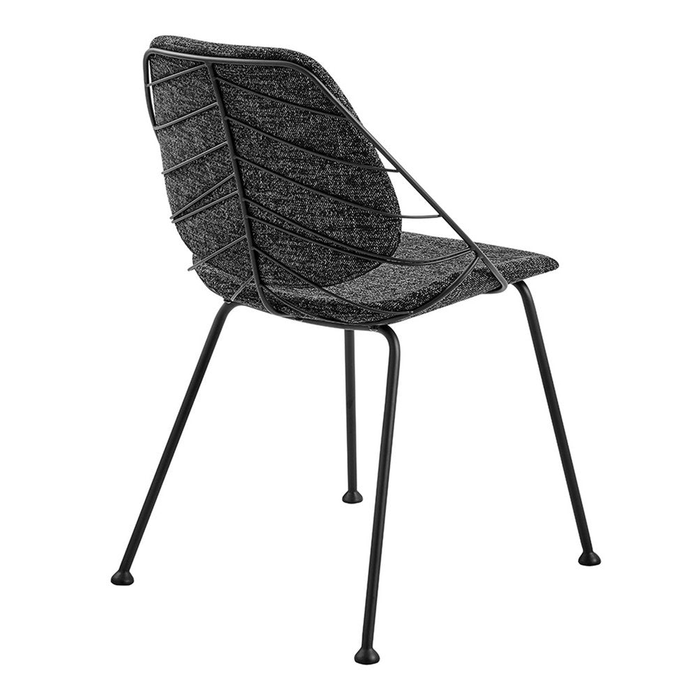 Set of Two Black Upholstered Fabric Dining Side Chairs
