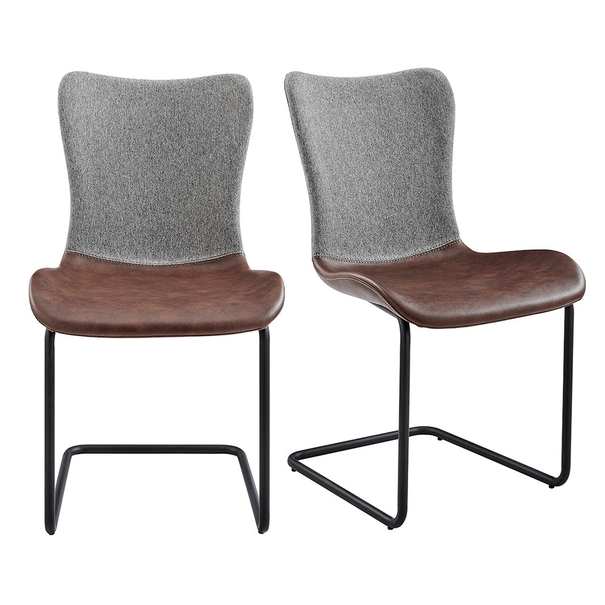 Set of Two Brown Metro Mix Cantilever Dining Chairs