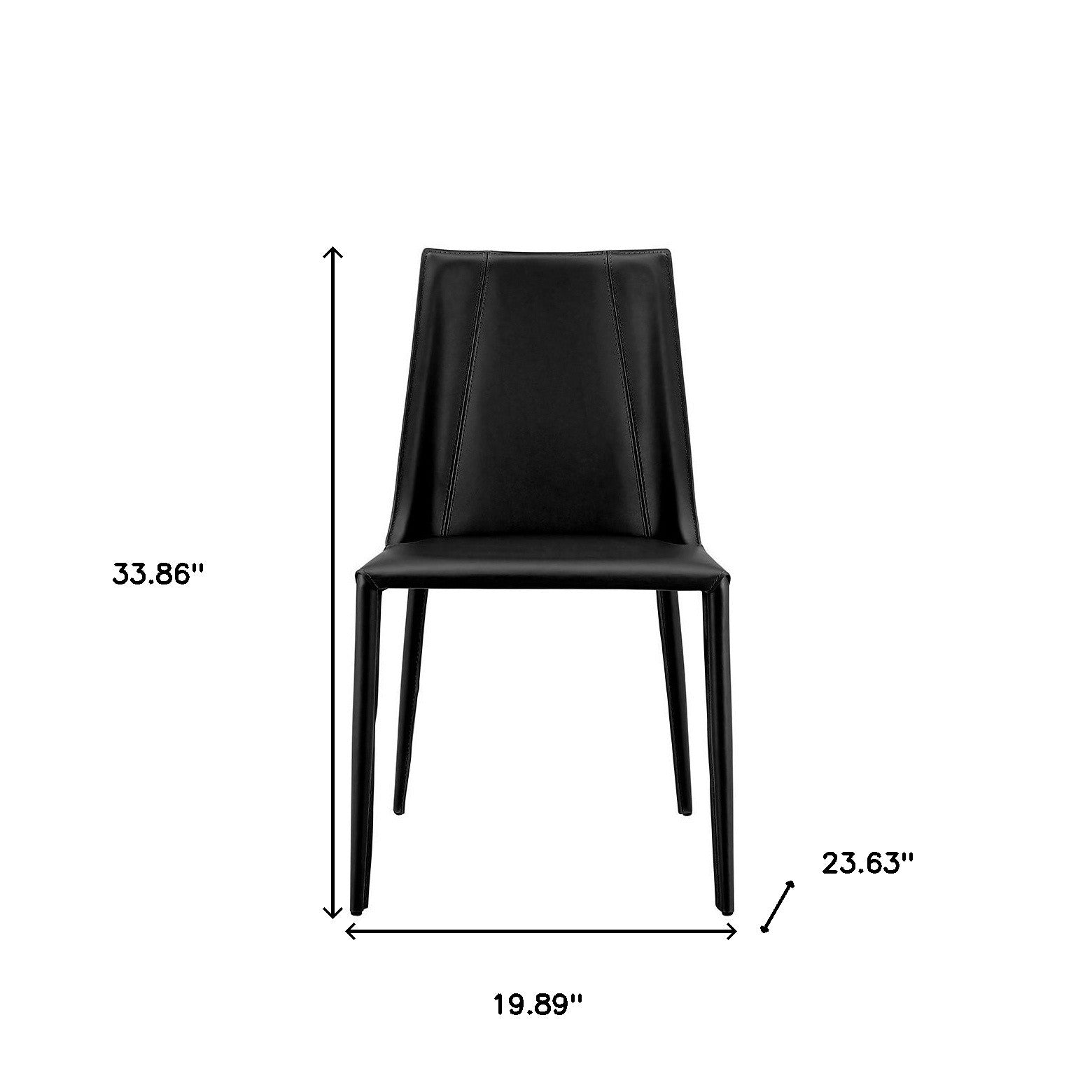Sleek All Black Faux Leather Dining or Side Chair