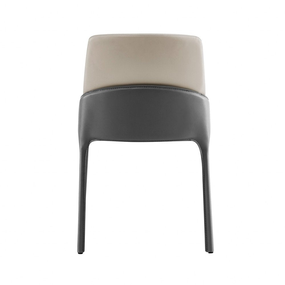 Set of Two Gray and Black Upholstered Leather Dining Side Chairs
