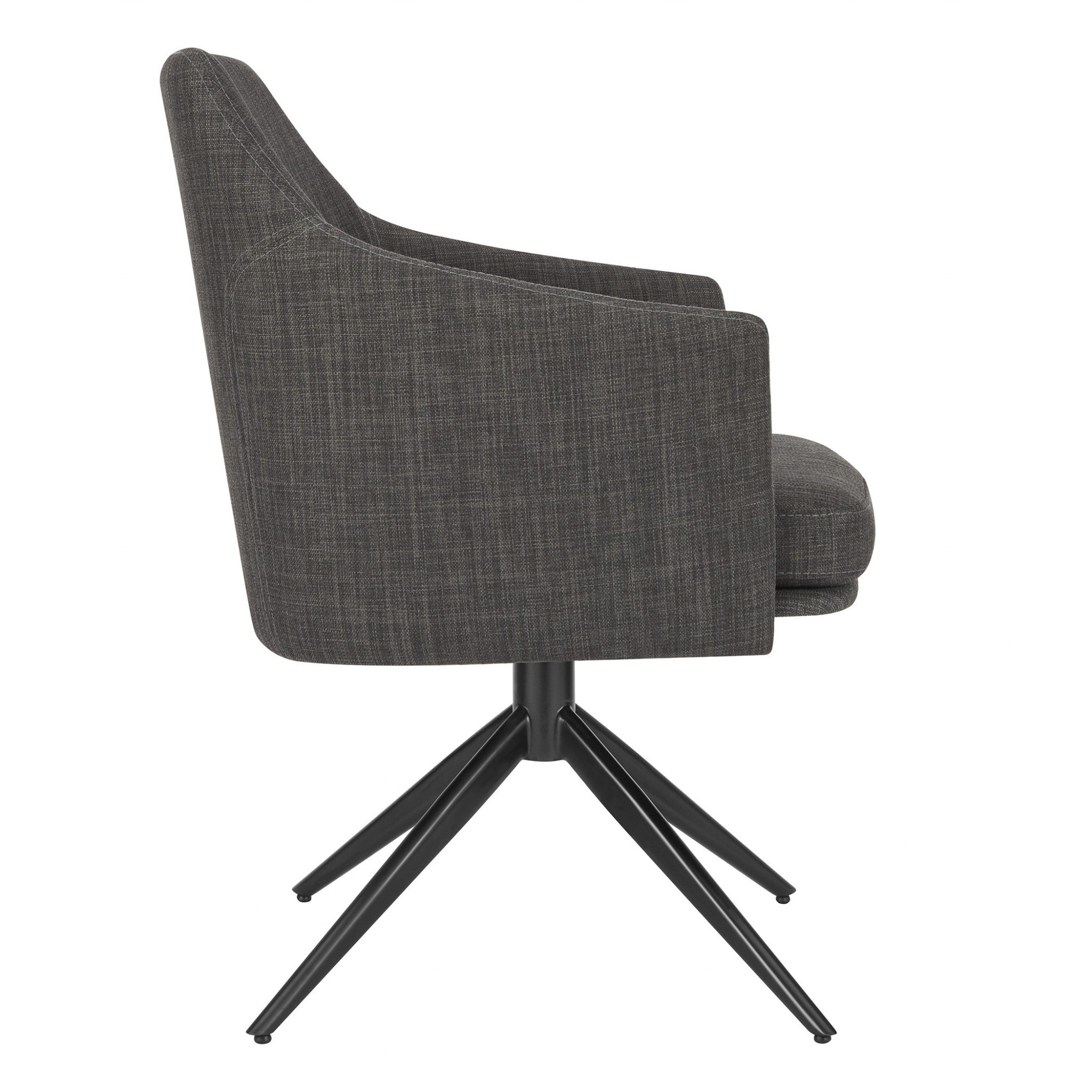 Dark Gray Fabric and Black Swivel Armchair