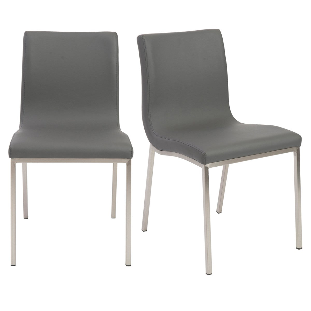 Set of Two Minimalist Light Gray Faux Faux Leather Chairs