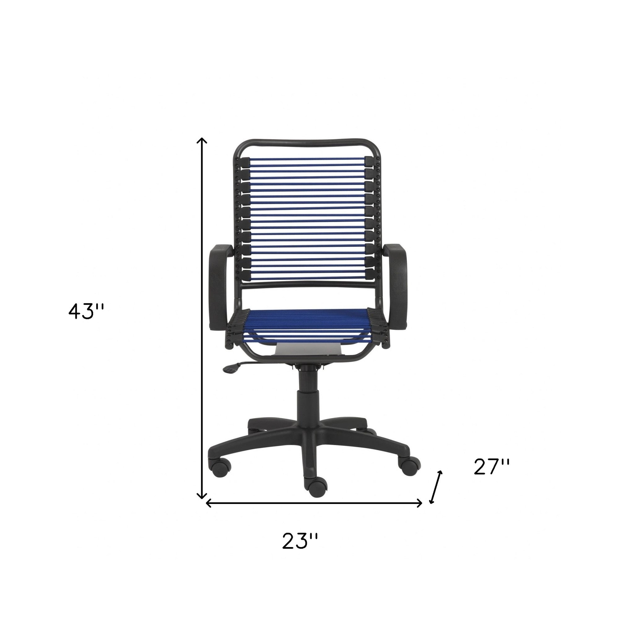 Blue Swivel Adjustable Task Chair Bungee Back Steel Frame