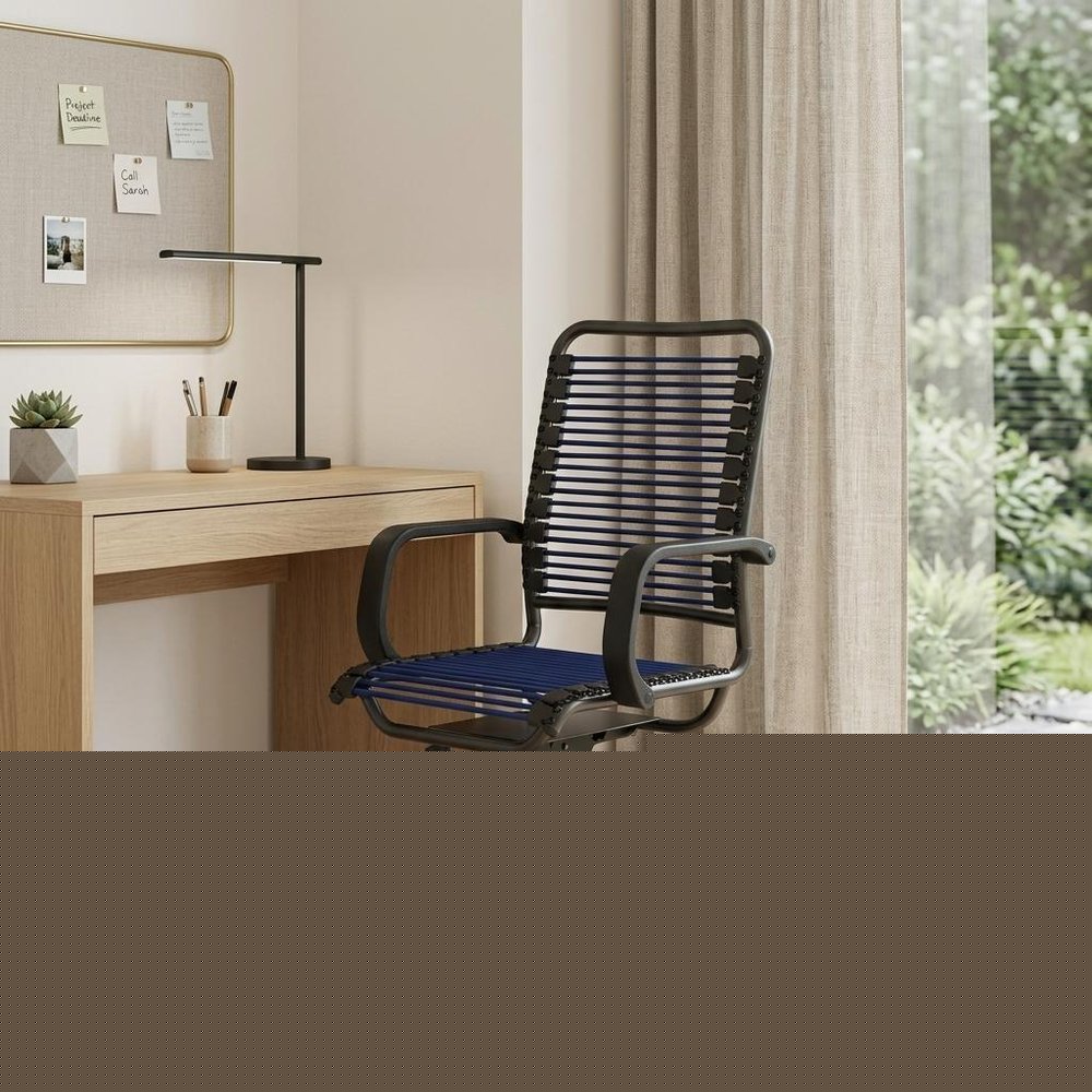 Blue and Black Adjustable Swivel Bungee Rolling Office Chair
