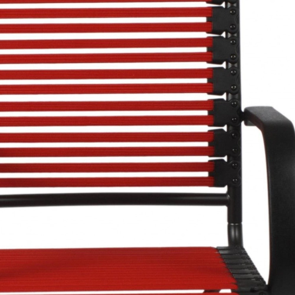 Red Swivel Adjustable Task Chair Bungee Back Steel Frame