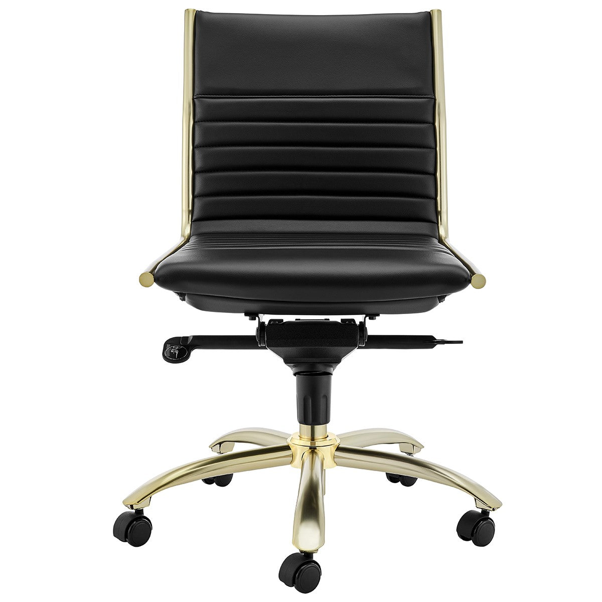 Black Faux Leather Seat Swivel Adjustable Executive Chair Leather Back Steel Frame