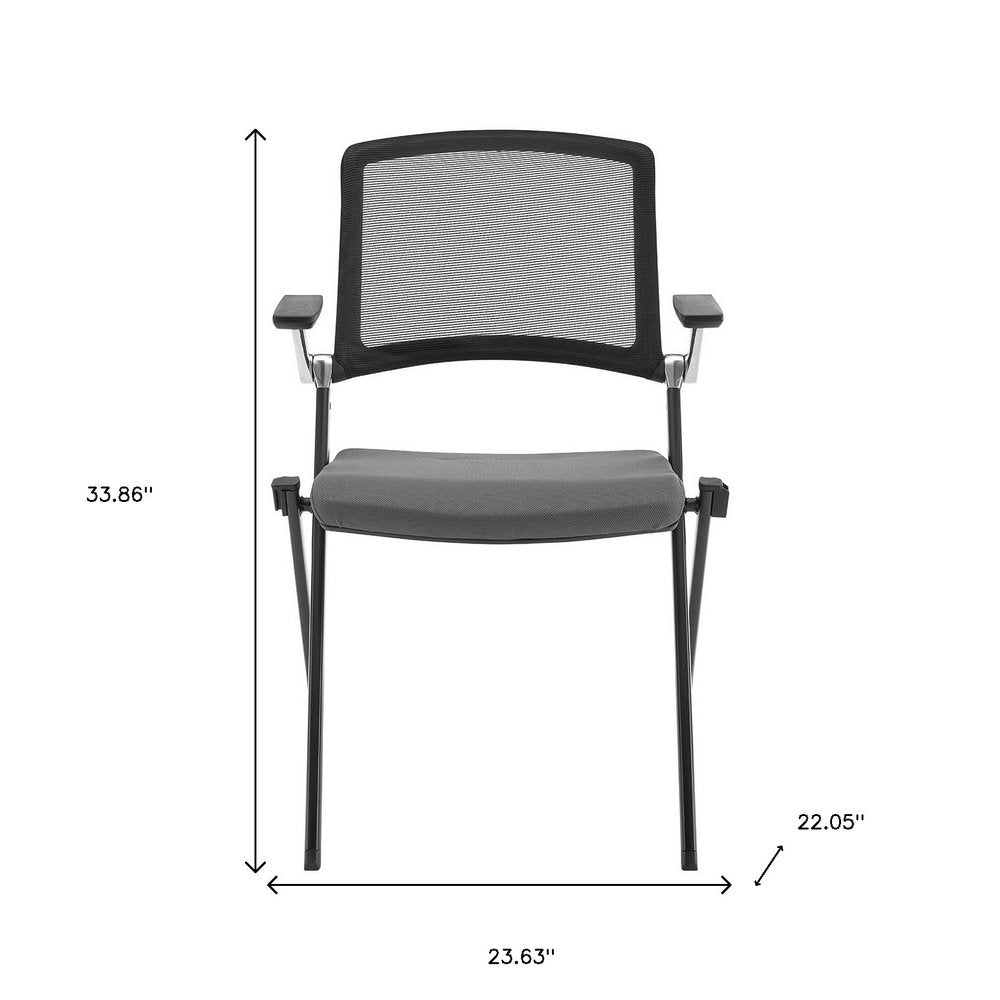 Set of Two Black Gray and Black Mesh Conference Office Chair