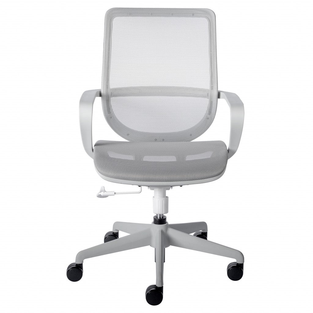 Gray Swivel Adjustable Task Chair Mesh Back Plastic Frame