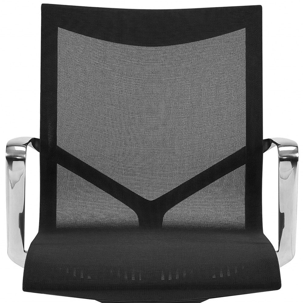 Black Swivel Task Chair Mesh Back Steel Frame