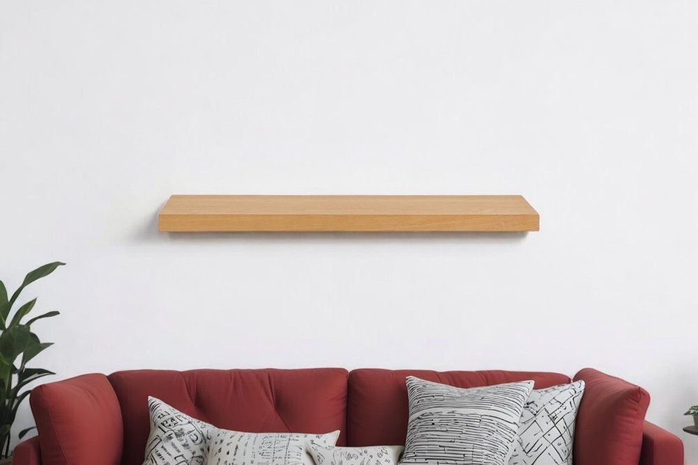 43" Natural Light Brown Wooden Floating Shelf