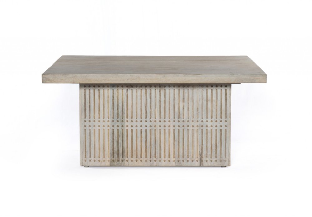 40" Ivory Solid Wood Lift Top Pedestal Coffee Table