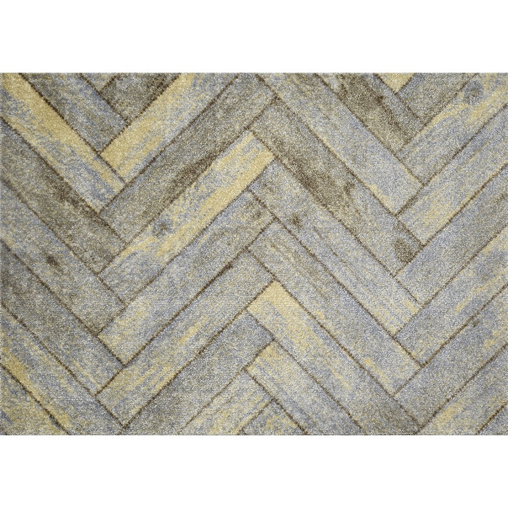 2' x 3' Rustic Gray Herringbone Washable Floor Mat