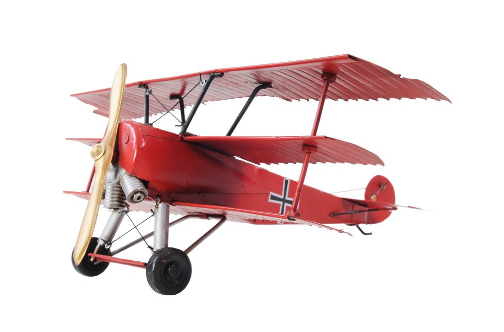 6" Red Metal Hand Painted Model Airplane