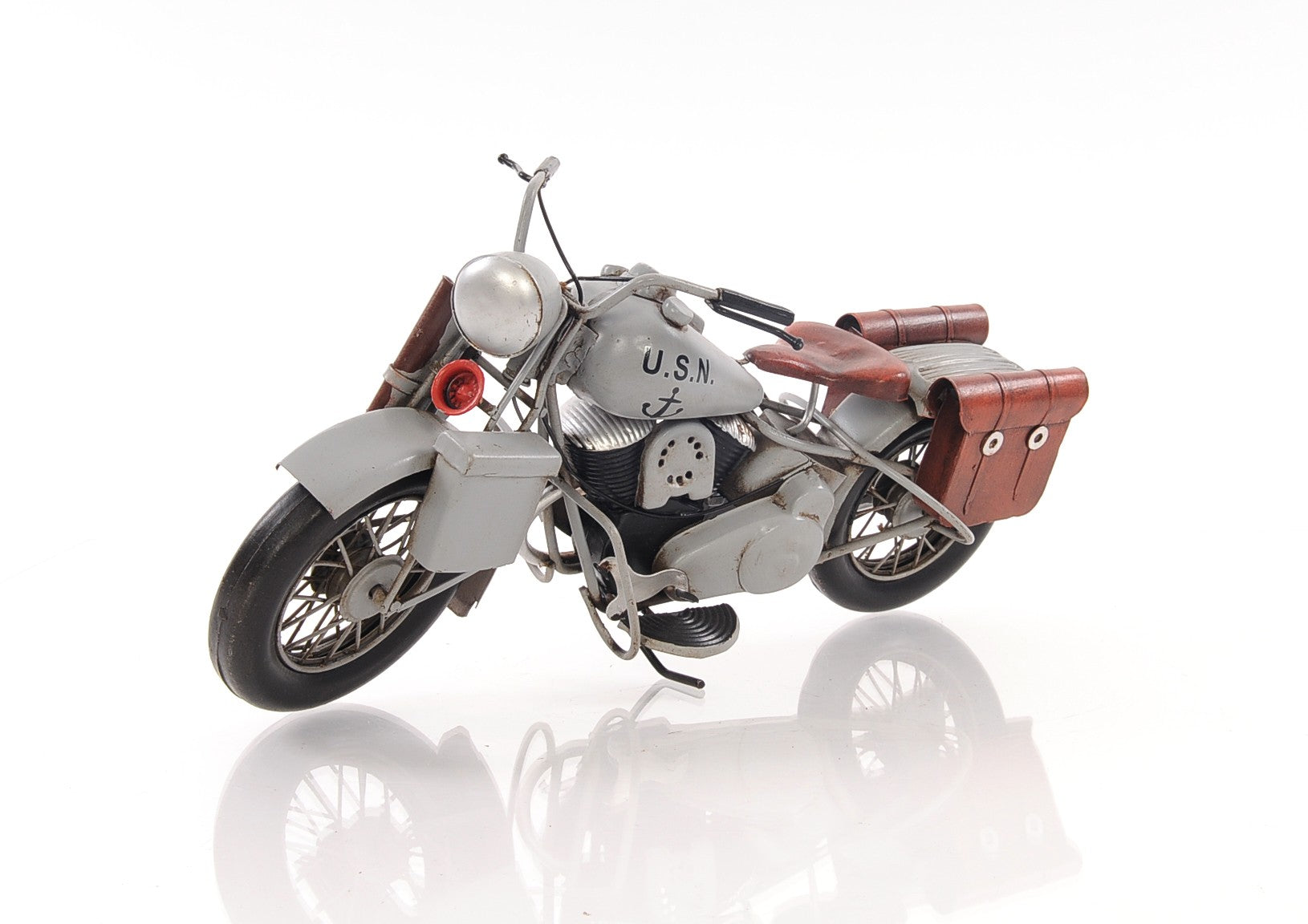 6" Grey Metal Hand Painted Decorative Motorcycle