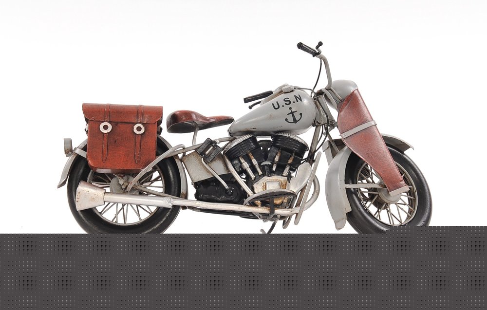 6" Grey Metal Hand Painted Decorative Motorcycle
