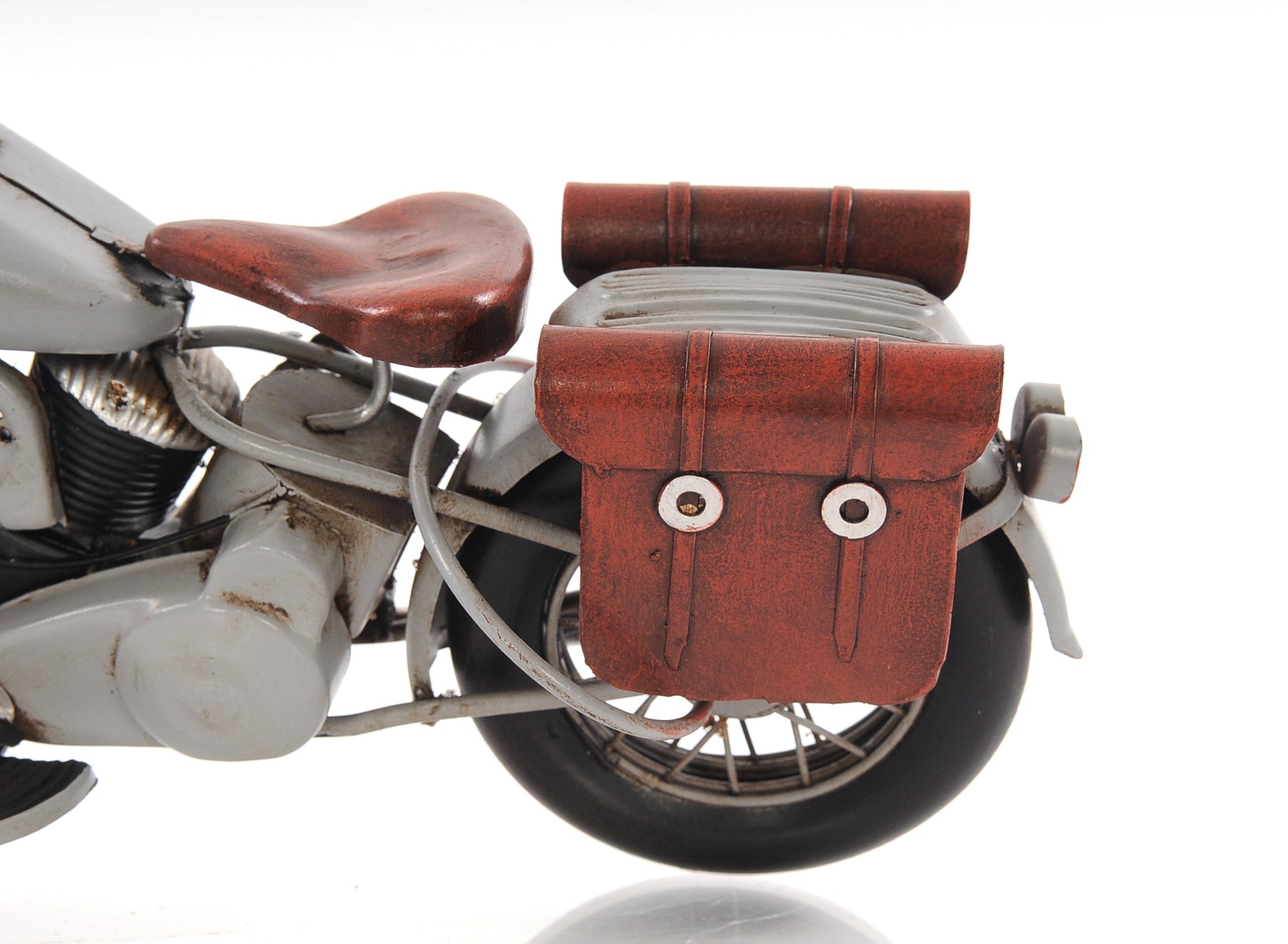 6" Grey Metal Hand Painted Decorative Motorcycle
