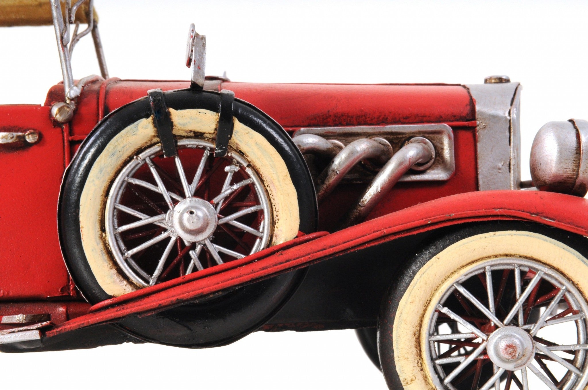 5" Red Metal Hand Painted Model Car Tabletop Sculpture