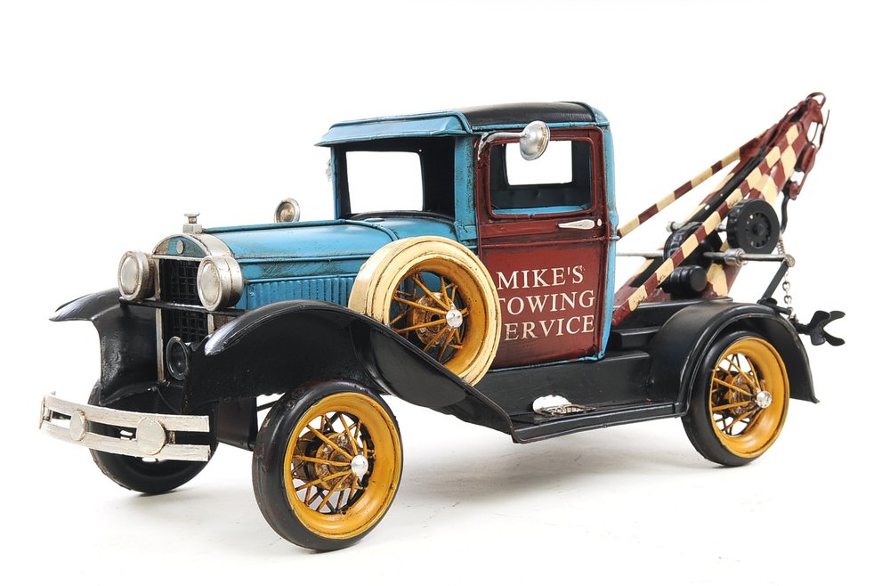 6" Blue And Black Metal Hand Painted Model Car