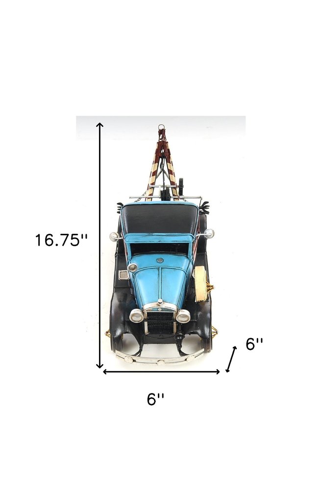 6" Blue And Black Metal Hand Painted Model Car