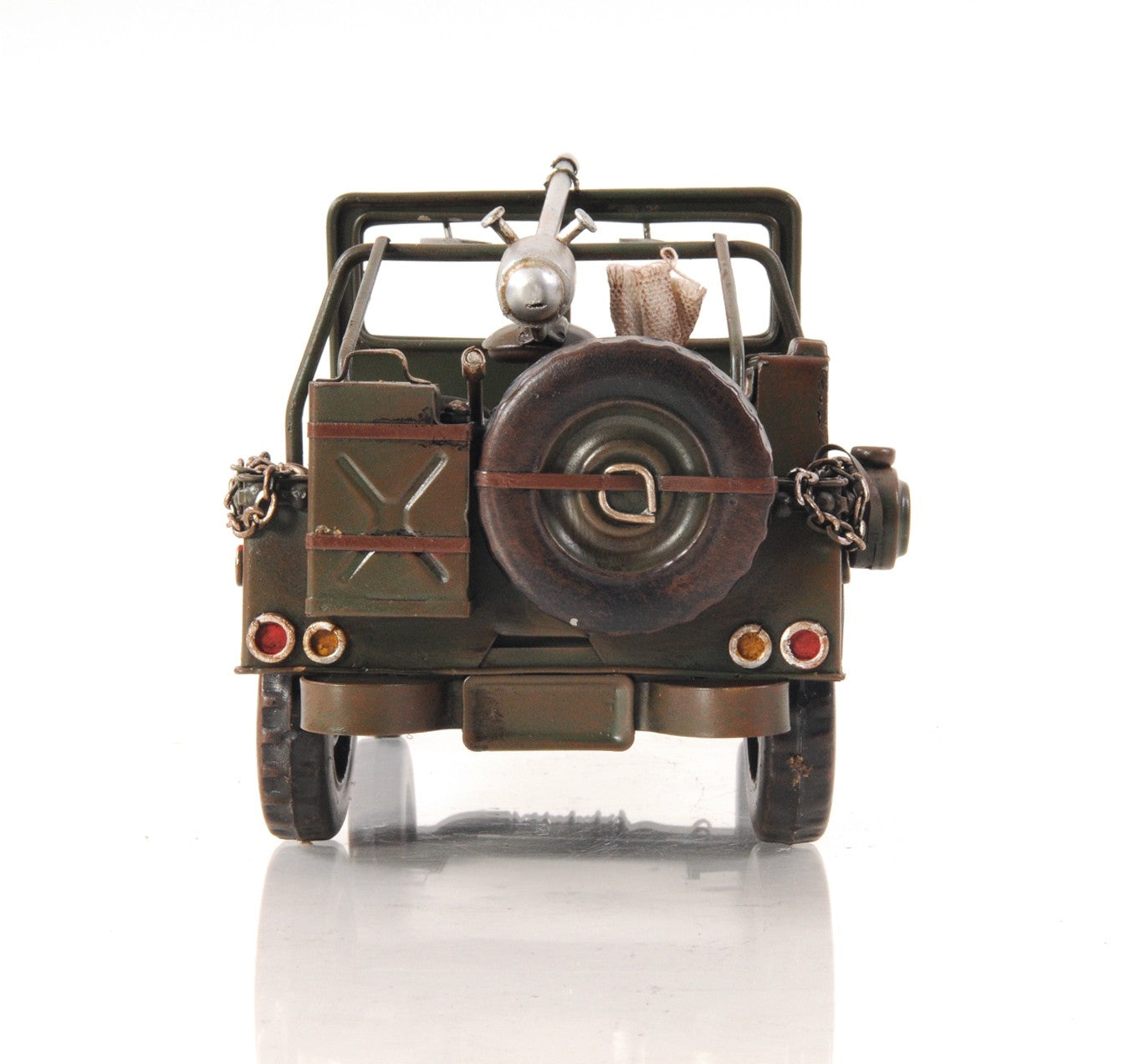 6" Army Green Metal Hand Painted Decorative Truck