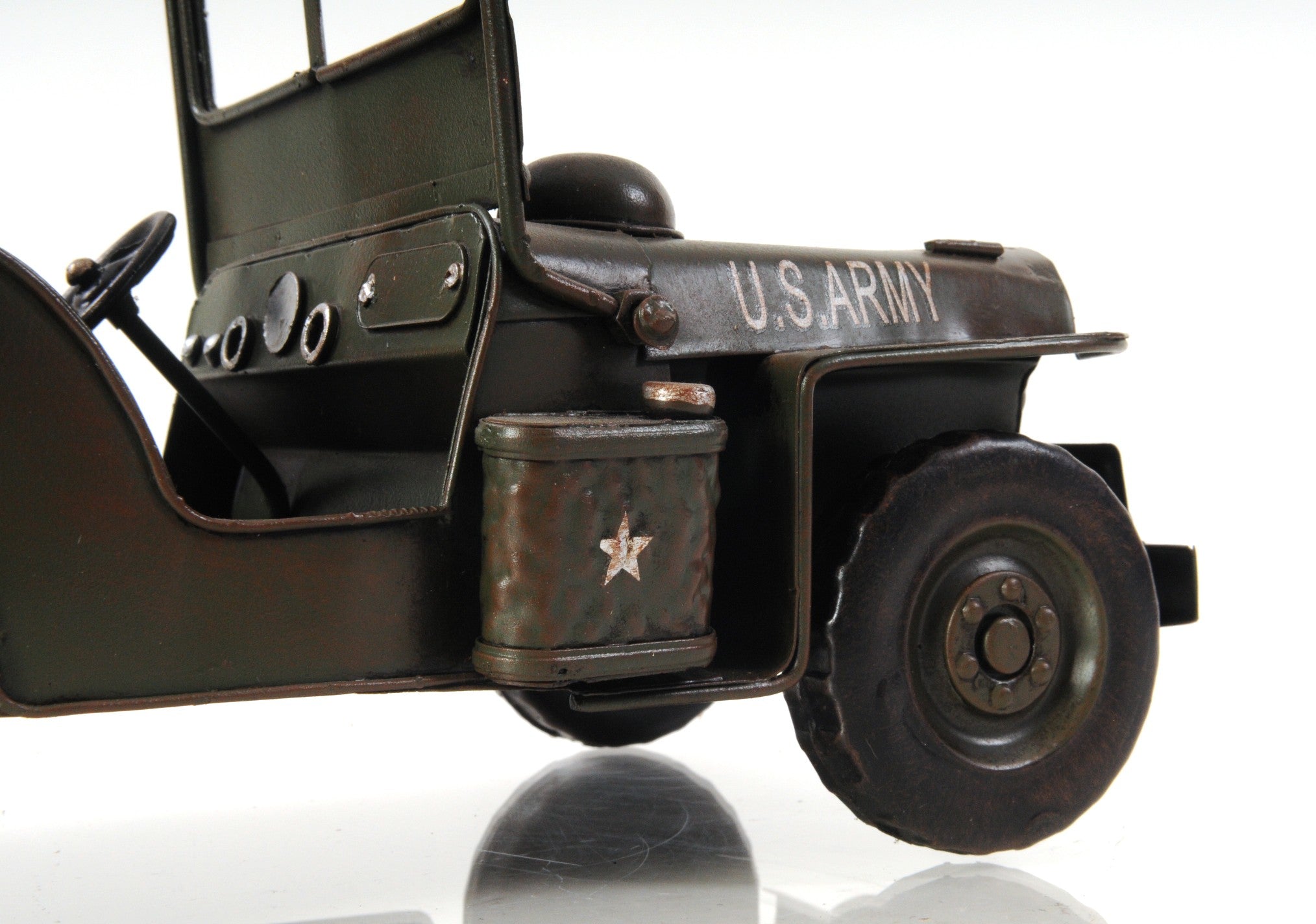6" Army Green Metal Hand Painted Decorative Truck