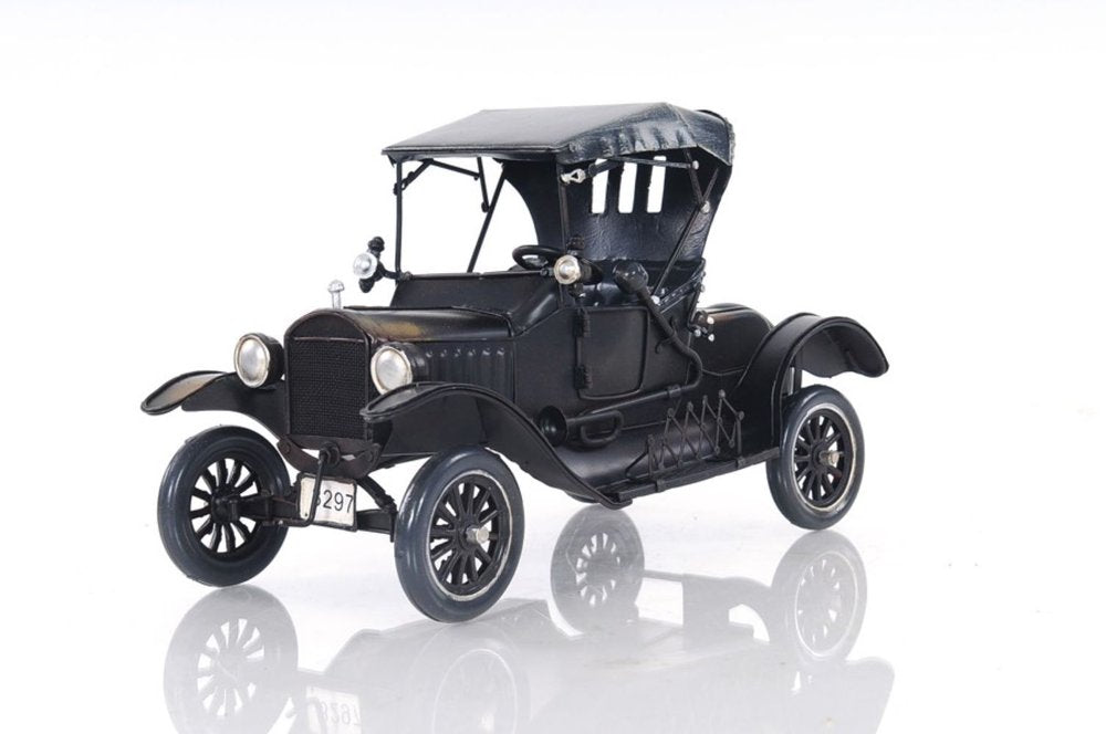12" Black Metal c1908 Ford Model Car Tabletop Sculpture