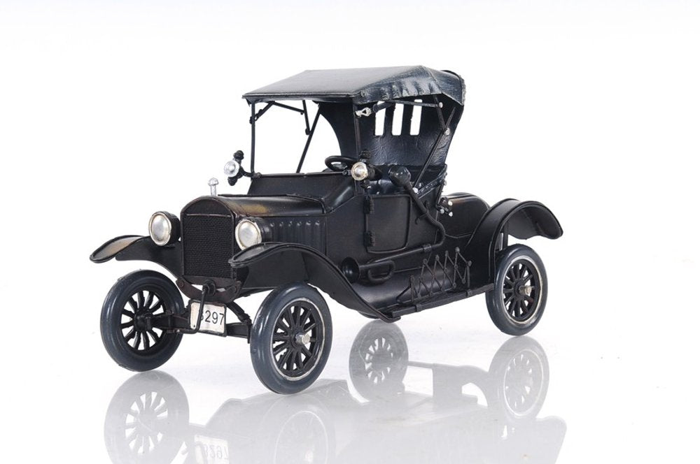 12" Black Metal c1908 Ford Model Car Tabletop Sculpture