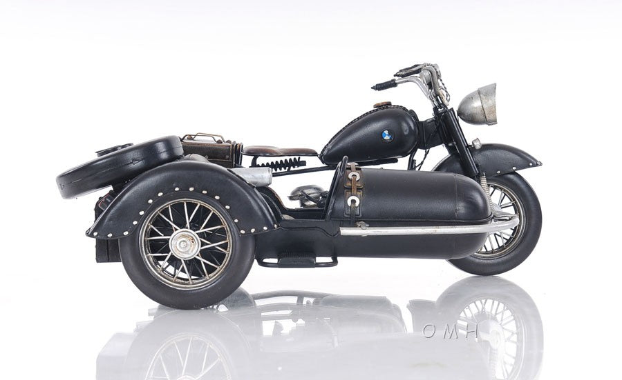8" Black Metal Hand Painted Decorative Motorcycle