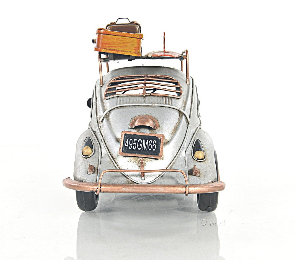 7" Silver Metal Hand Painted Model Car Tabletop Sculpture