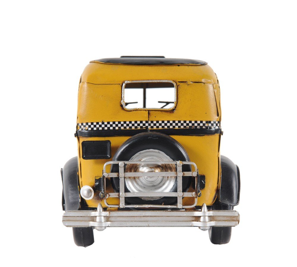 14" Yellow Checker Taxi Cab Model Sculpture