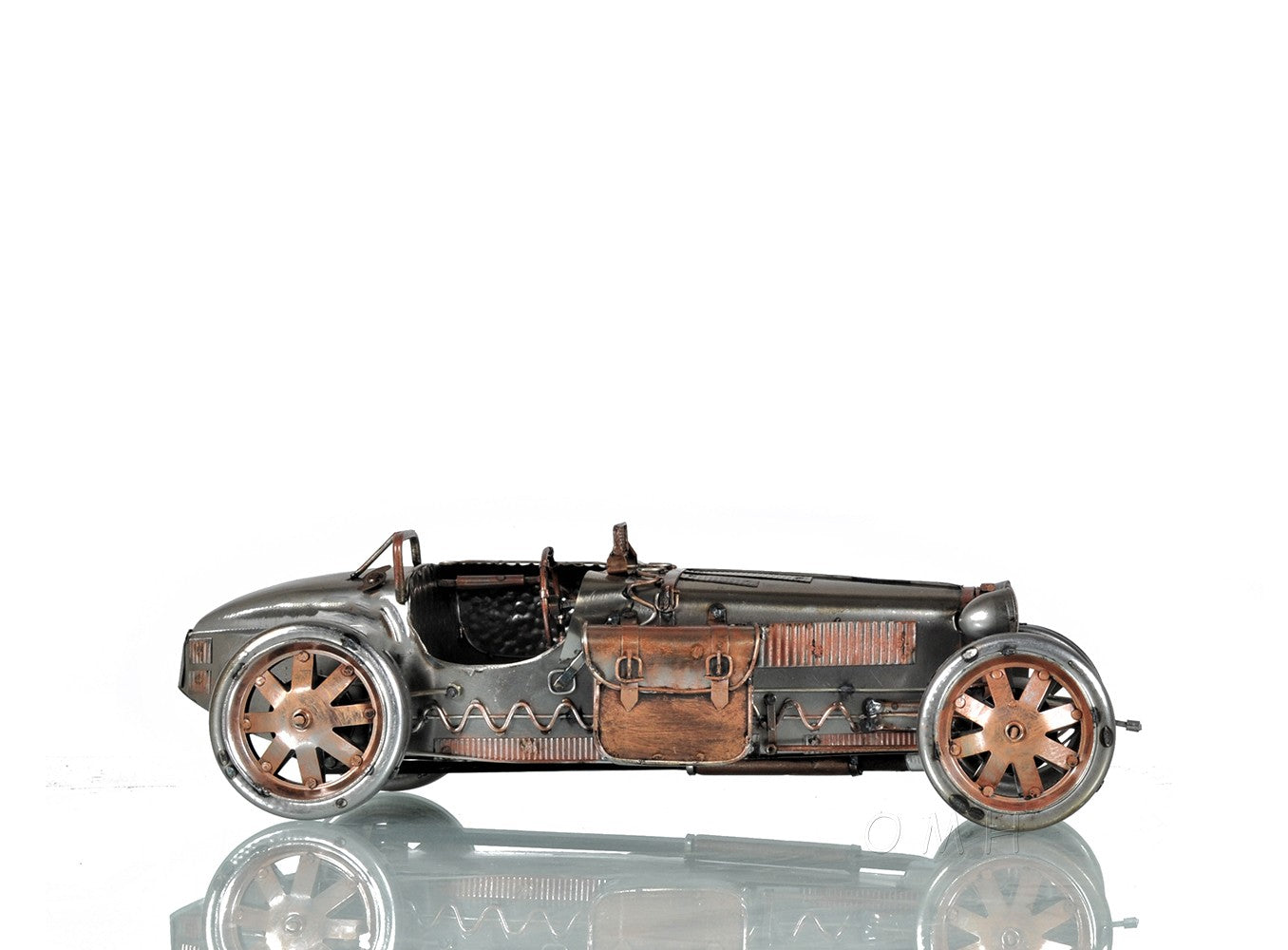 c1924 Bugatti Bronze and Silver Racecar Model Sculpture