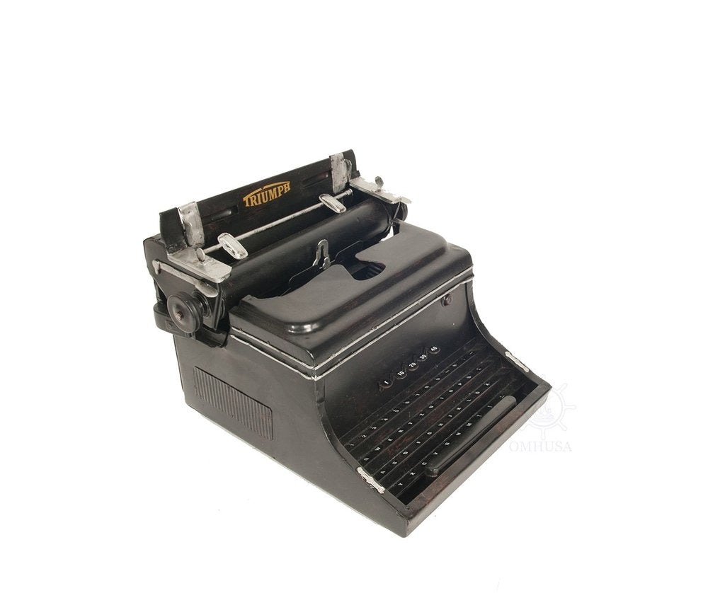 9" Black Metal German Replica Typewriter Tabletop Sculpture