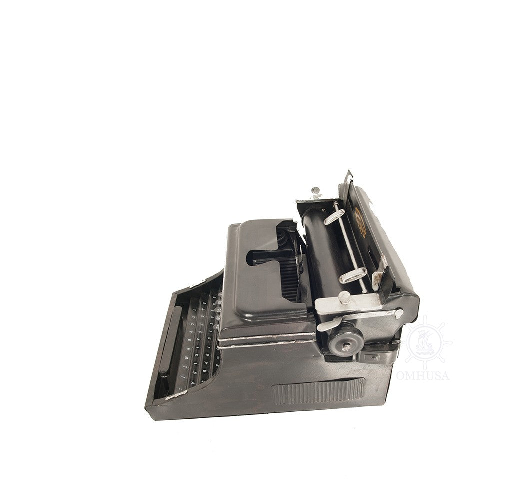 9" Black Metal German Replica Typewriter Tabletop Sculpture