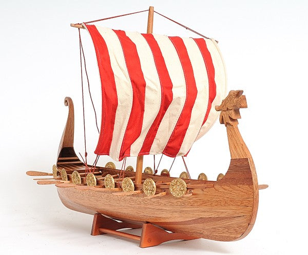 20" Wood Brown Solid Wood Hand Painted Model Boat Tabletop Sculpture