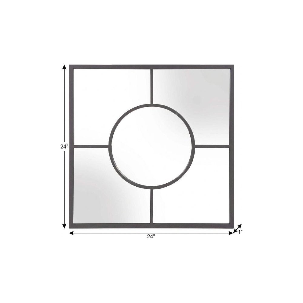 24" Graphite Metal Square Framed Accent Mirror
