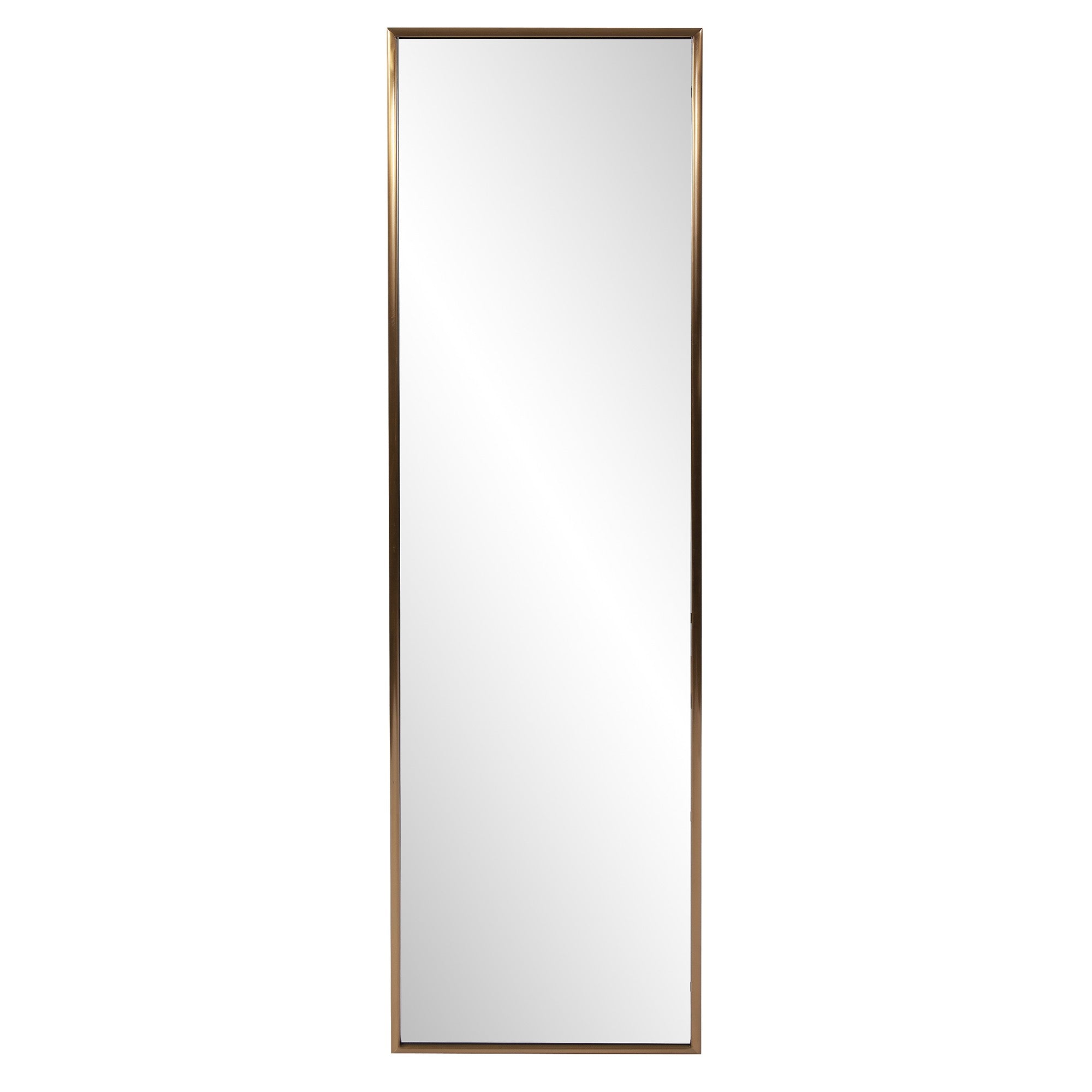Antiqued Brushed Brass Rectangular Full Length Wall Mirror