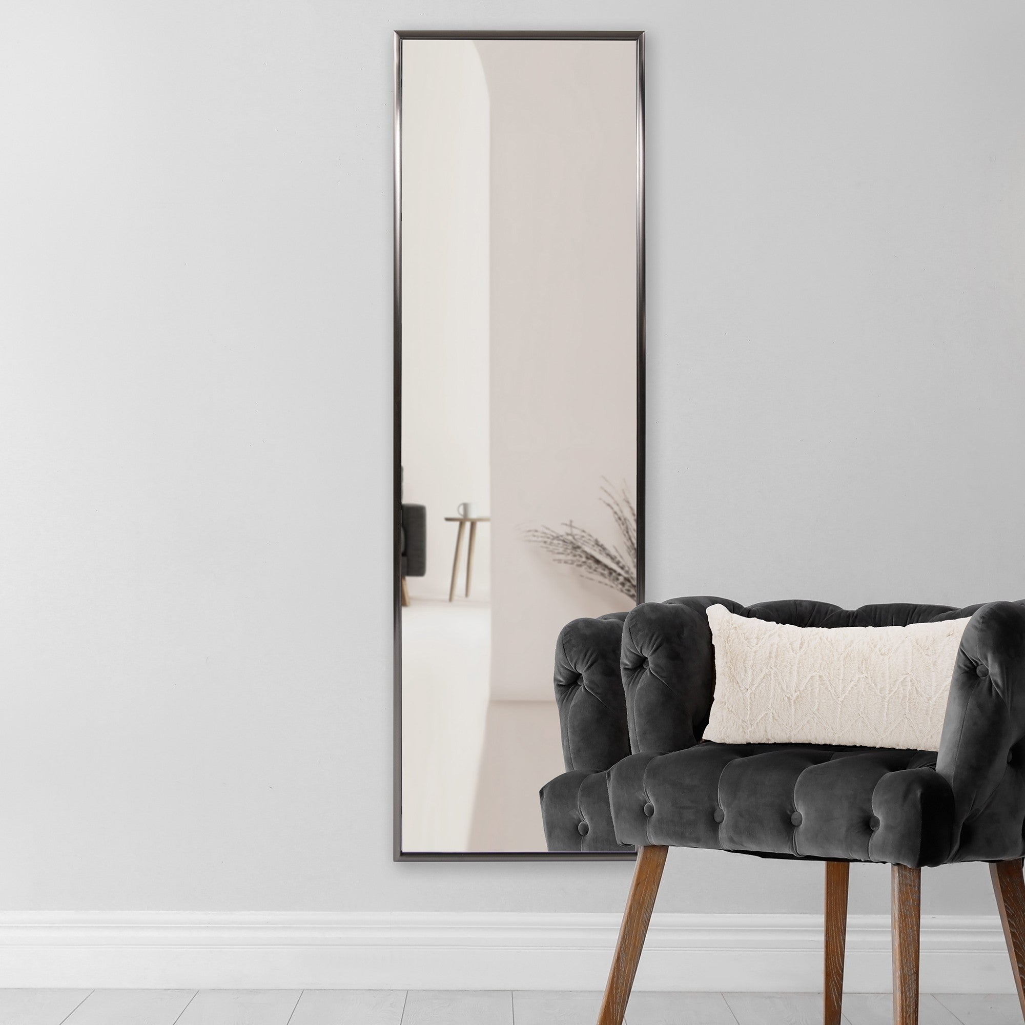 Brushed Titanium Rectangular Full Length Wall Mirror