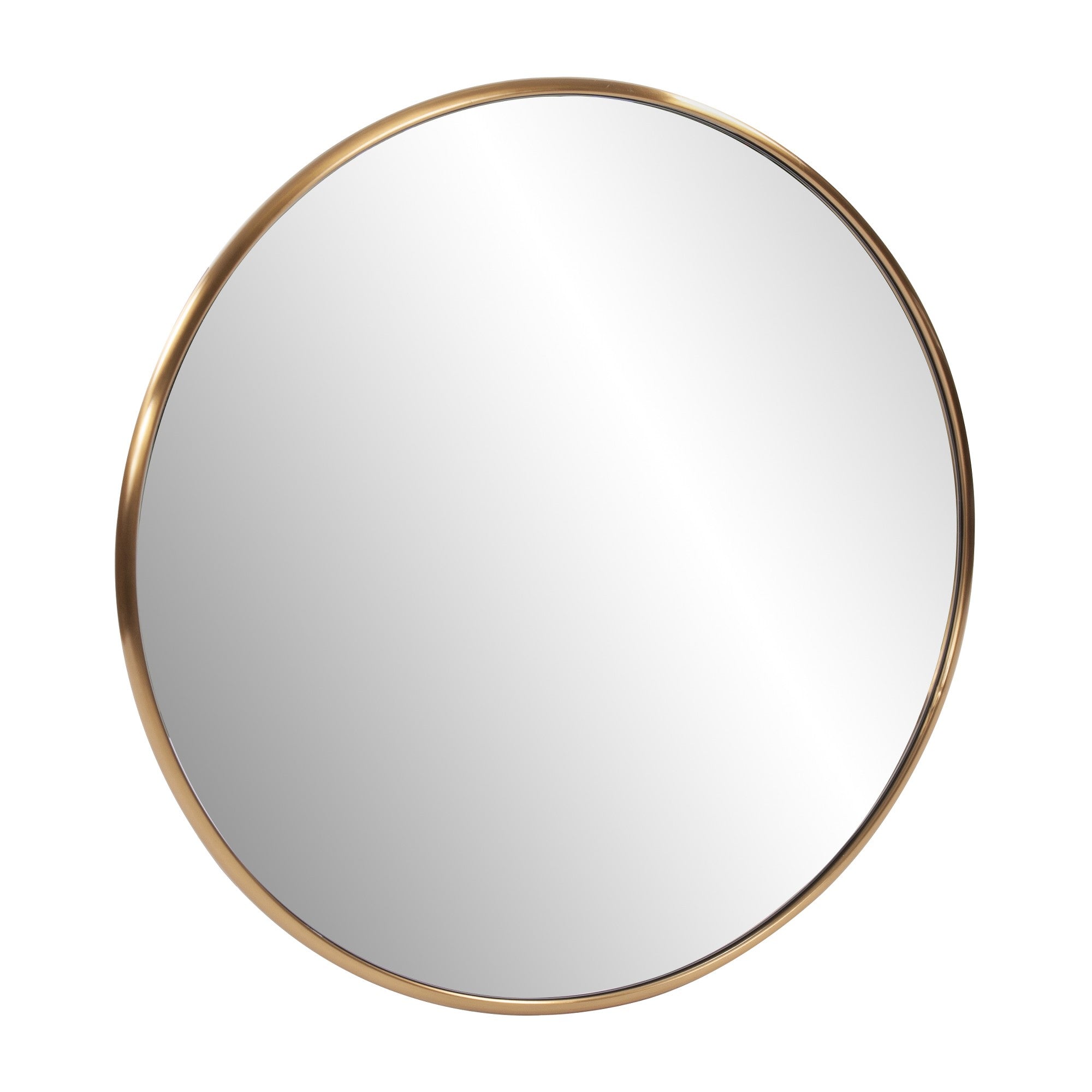 32" Antiqued Brushed Brass Round Wall Mirror