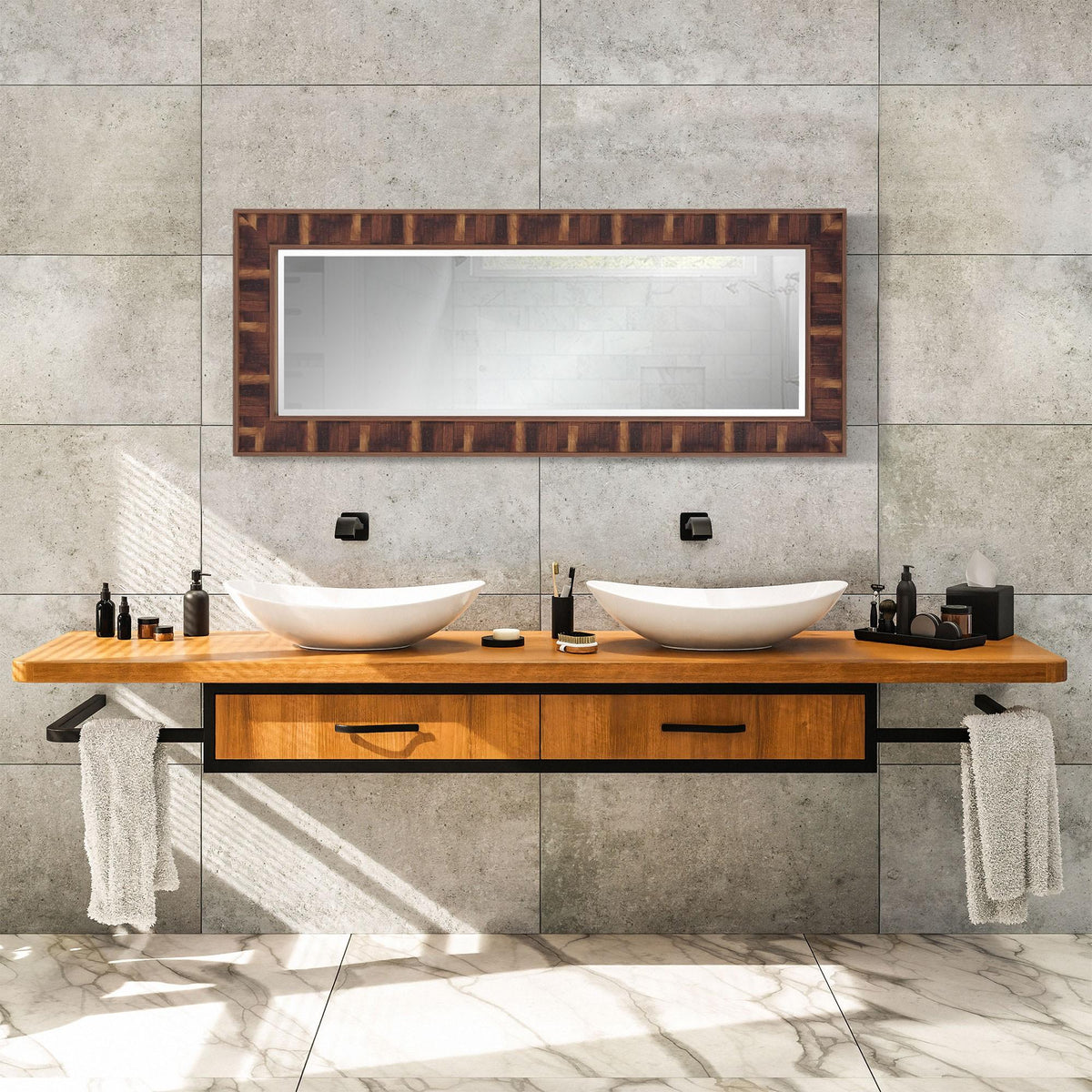 60" Brown Framed Full Length Hanging Mirror
