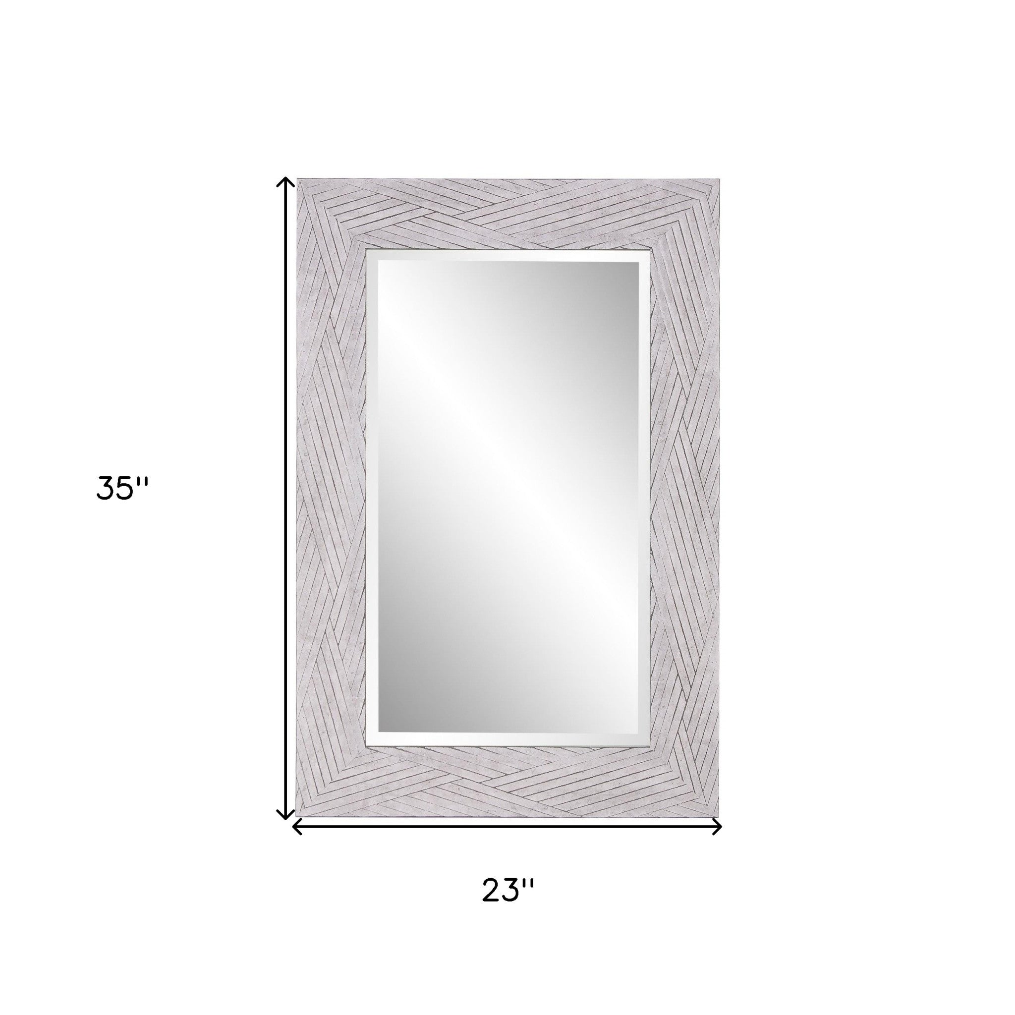 Weathered Gray Woven Faux Wood Rectangular Mirror