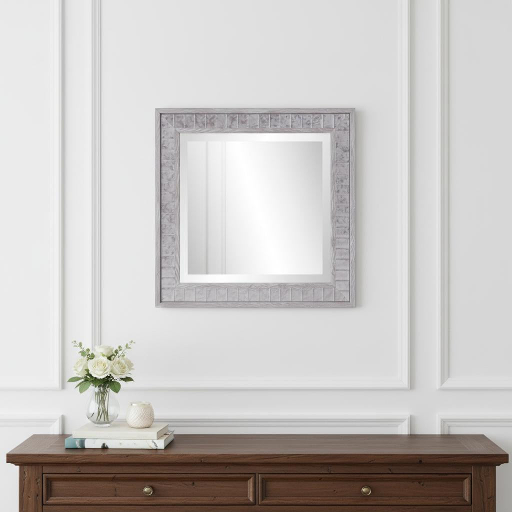 Warm Gray Faux Wood Square Mirror
