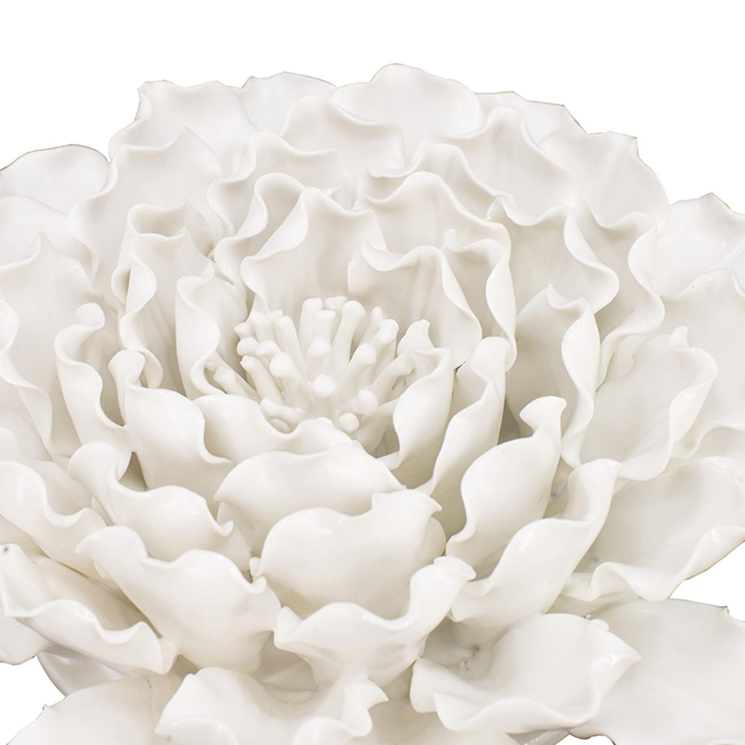 Cream Exaggerated 9" Ceramic Flower Wall Art