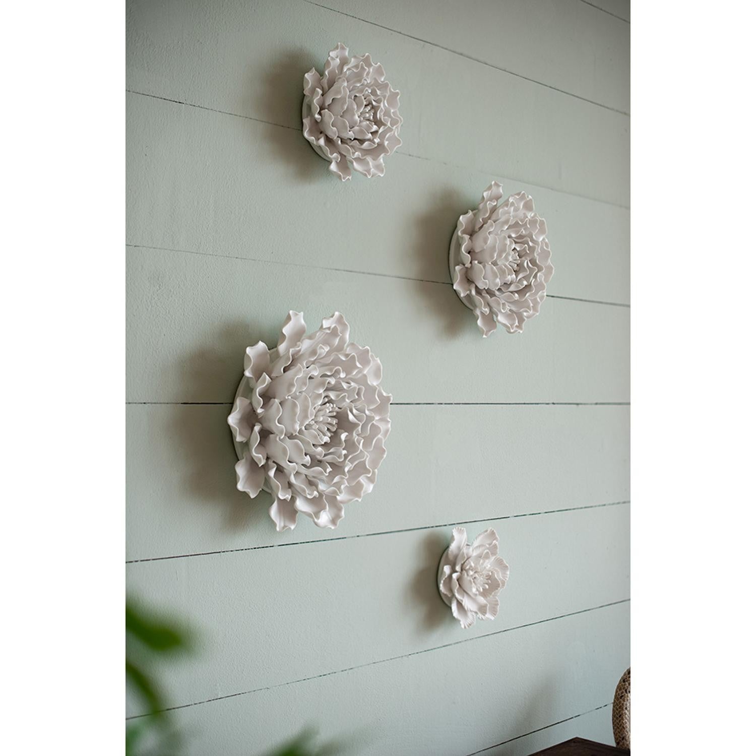 Cream Exaggerated 9" Ceramic Flower Wall Art