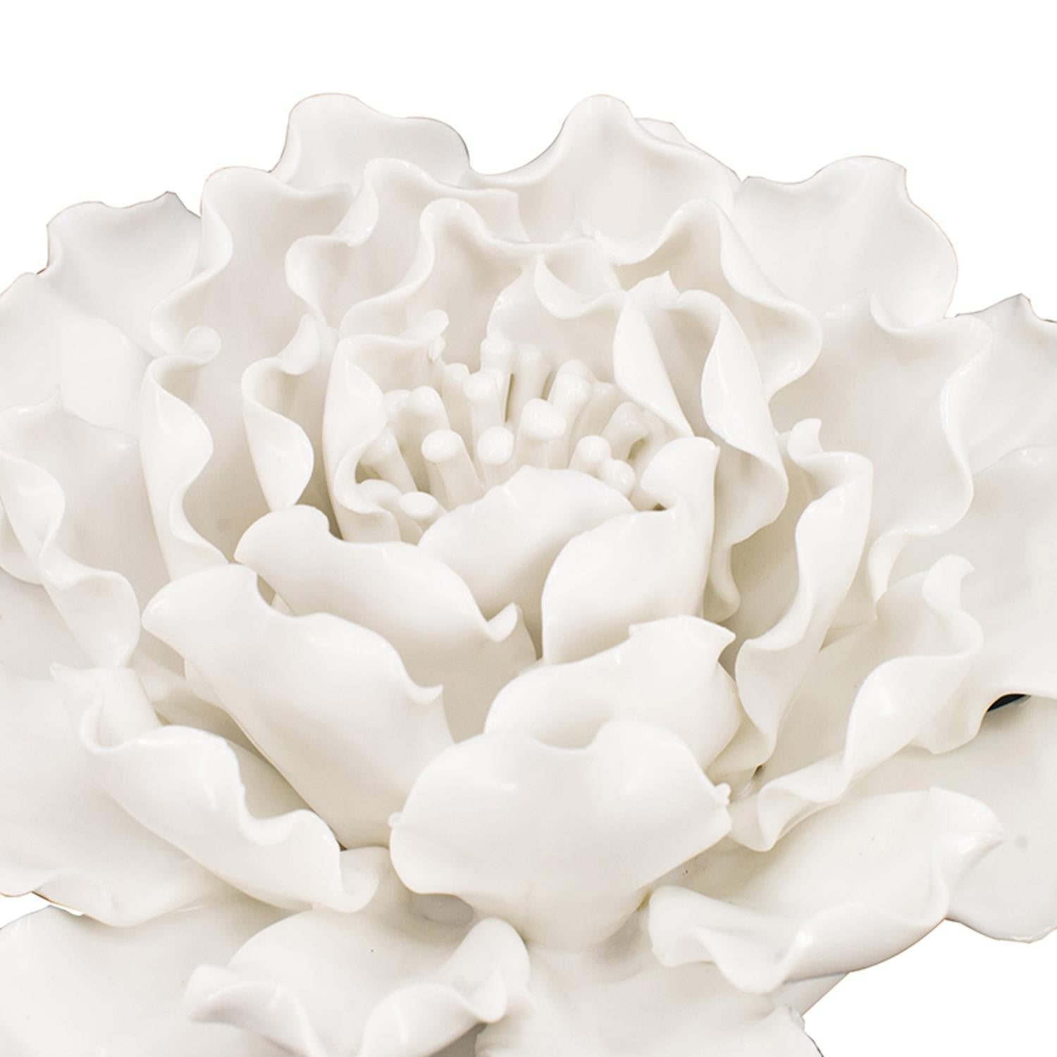 Cream Exaggerated 6" Ceramic Flower Wall Art
