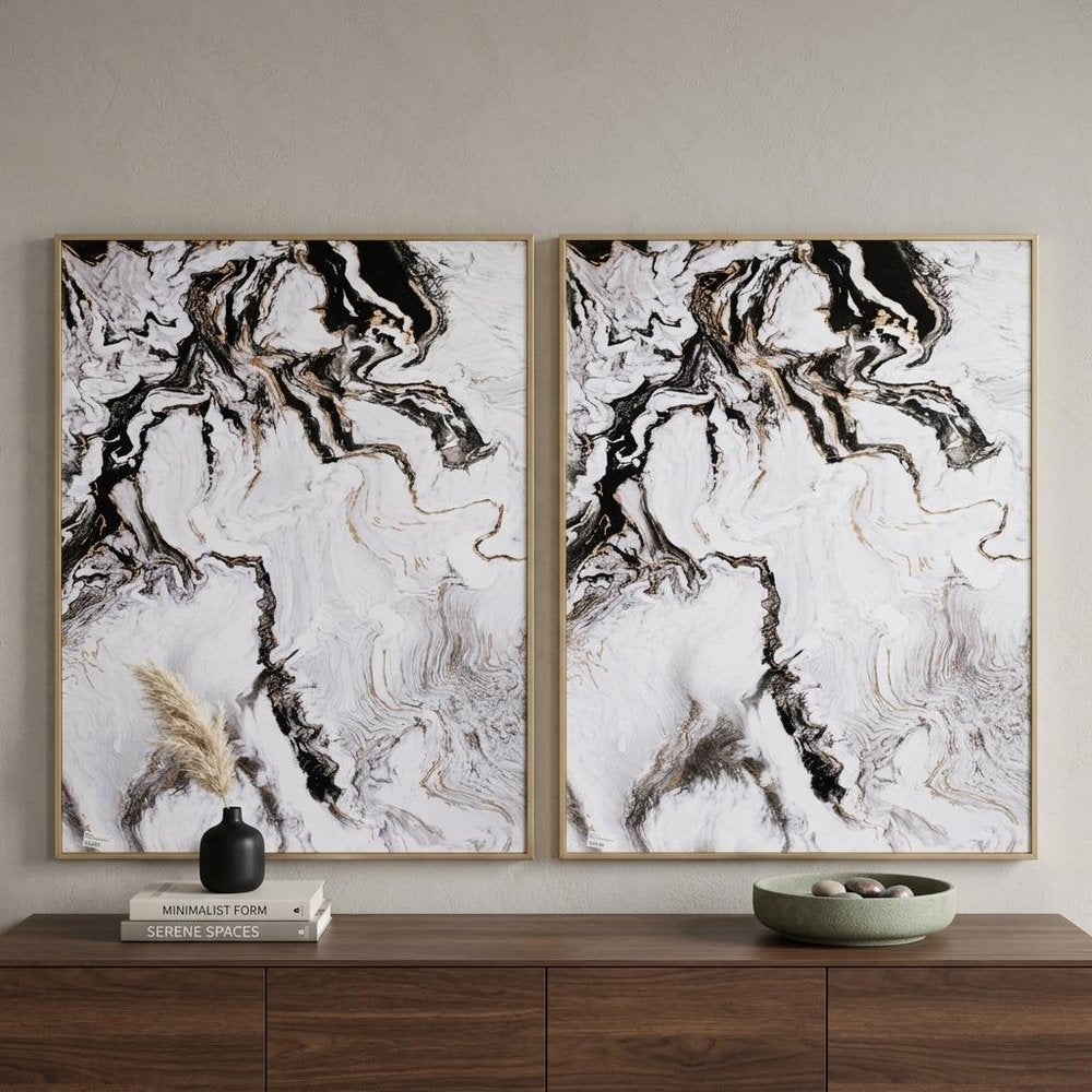 Set of Two White Framed Art