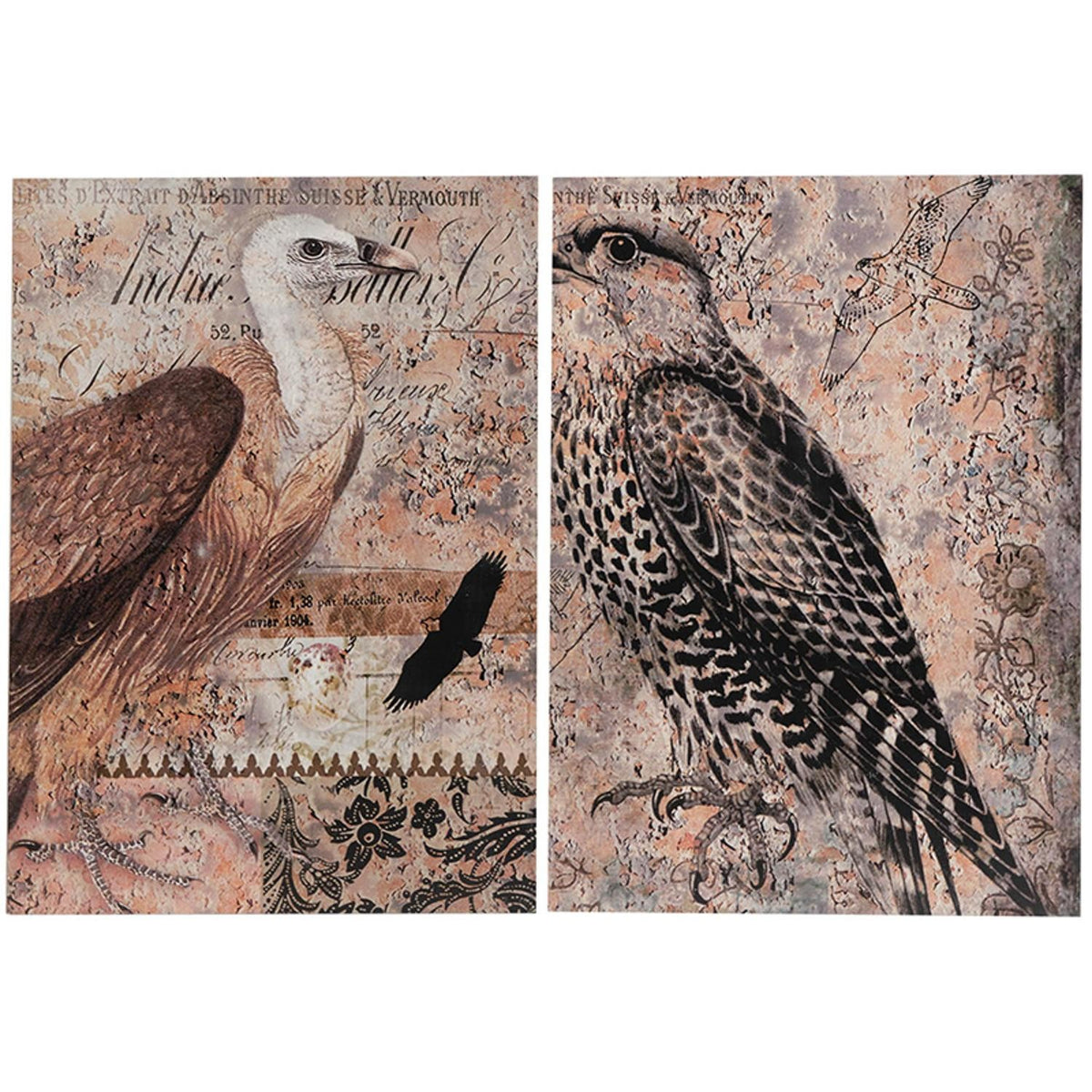 Set of Two Brown Wood Framed Art