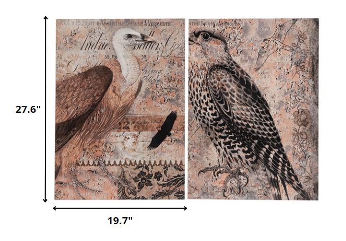 Set of 2 Antique Post Card Birds Wall Art