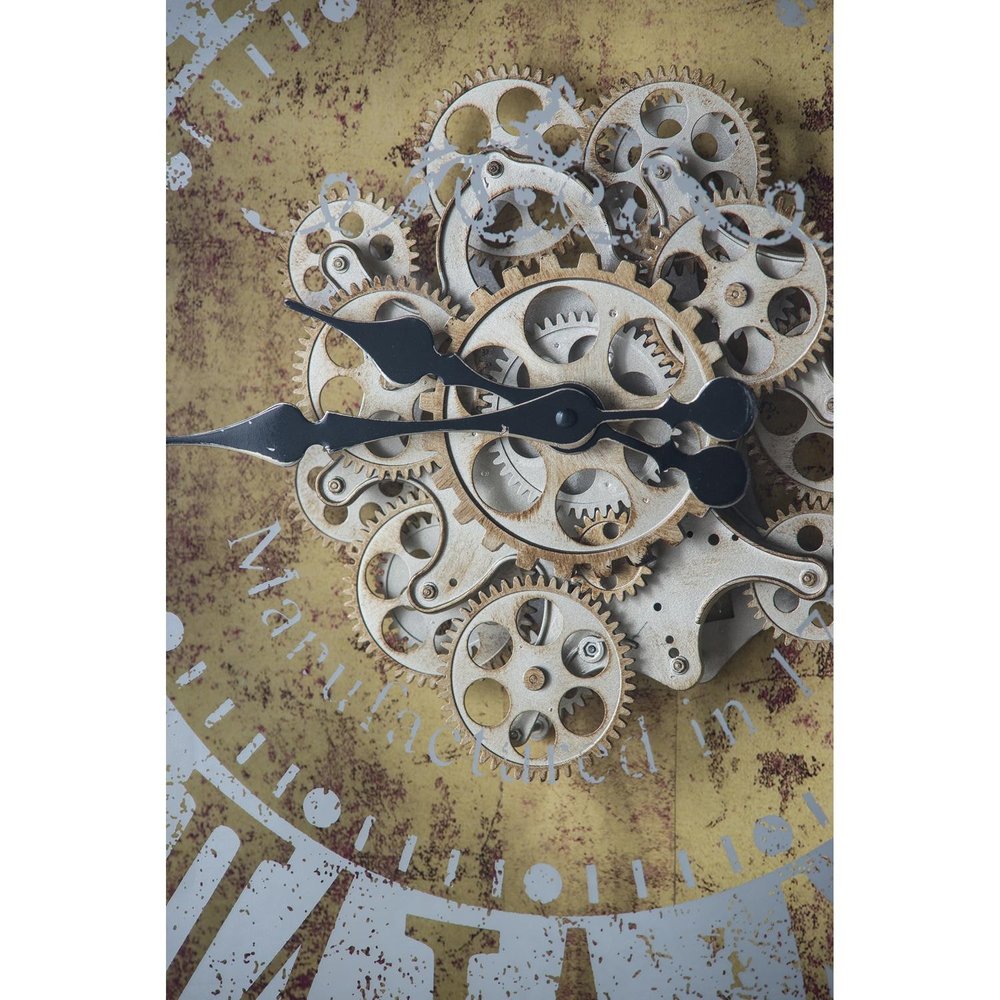 32" Gold And Silver Metal Analog Distressed Square Wall Clock