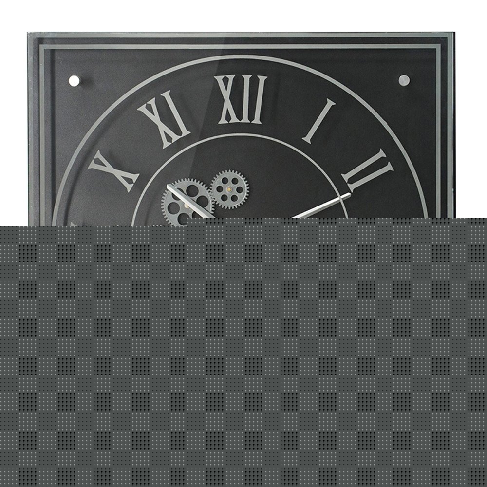 24" Black and Silver Vintage Style Gears Square Wall Clock