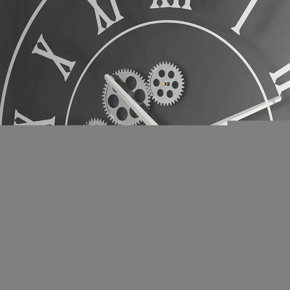 24" Black and Silver Vintage Style Gears Square Wall Clock